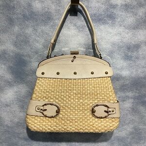 Continental Handbags Woven & Leather Satchel Purse Vintage ORIGINAL RARE